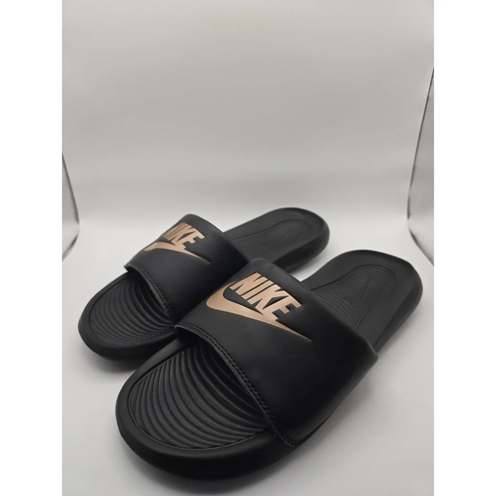 Nike Benassi Just Do It Women's Sandal - Black/Rose Gold, US 8